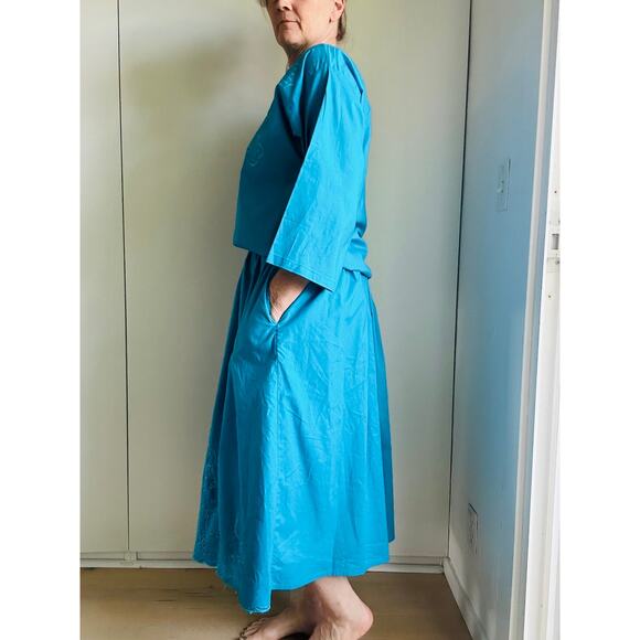 Vintage 90s Womens Cotton Skirt + Top Set Ethnic boho Vacation Size M/L Fit - Picture 9 of 10